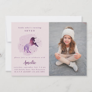 schattige paarse eenhoorn aankondiging