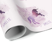 schattige paarse eenhoorn cadeaupapier (Rol Hoek)