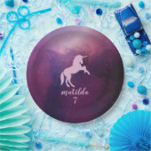 schattige paarse eenhoorn papieren bordje (Feest)