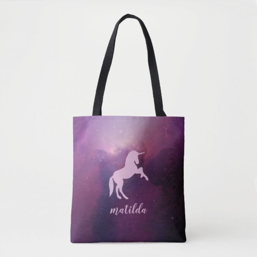 schattige paarse eenhoorn tote bag (Voorkant)