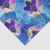 Schattige Paarse en Blauwe Kunstbloemen Patroon Tissuepapier (Detail)