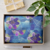 Schattige Paarse en Blauwe Kunstbloemen Patroon Tissuepapier (Geschenk)
