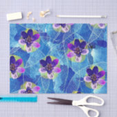 Schattige Paarse en Blauwe Kunstbloemen Patroon Tissuepapier (Craft)
