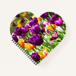 Schattige paarse en gele tulpen notitieboek