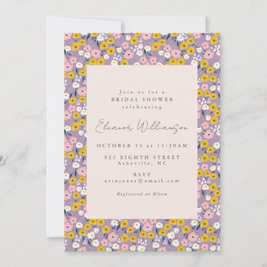 Schattige Paarse Geel Roze Bloemen Vrijgezellenfee Kaart (Voorkant)