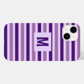 Schattige Paarse Gestreept Ontwerp Enig Initiaal Case-Mate iPhone Case (Achterkant (horizontaal))