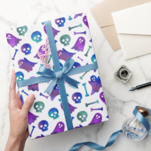 Schattige Paarse Halloween Geest Verschrikkelijke Cadeaupapier