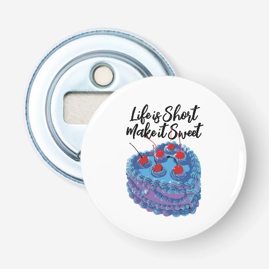 Schattige Paarse hart taart patroon Button Flesopener (Voorkant)