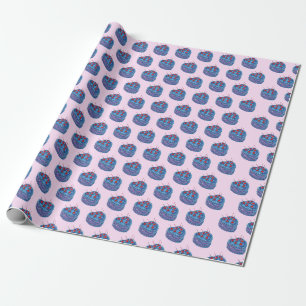 Schattige Paarse hart taart patroon Cadeaupapier