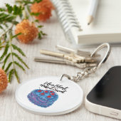 Schattige Paarse hart taart patroon Sleutelhanger (Voorkant Rechts)