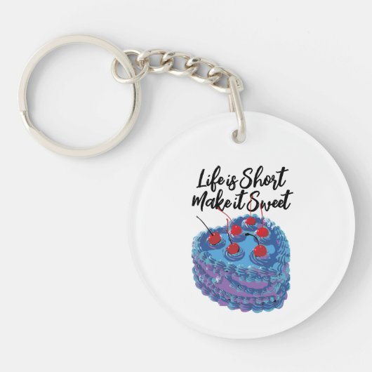 Schattige Paarse hart taart patroon Sleutelhanger (Voorkant)