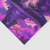 Schattige Paarse heks Halloween Decoupage Tissuepapier (Detail)