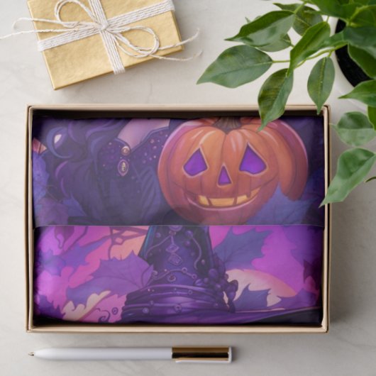Schattige Paarse heks Halloween Decoupage Tissuepapier (Geschenk)