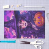Schattige Paarse heks Halloween Decoupage Tissuepapier (Craft)