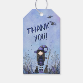 Schattige Paarse Heks Kinderen Halloween Cadeaulabel