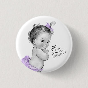 Schattige paarse 'Het is een meisje' knop Ronde Button 3,2 Cm