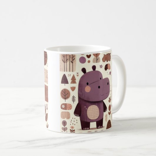 Schattige Paarse Hippo Koffiemok (Voorkant rechts)