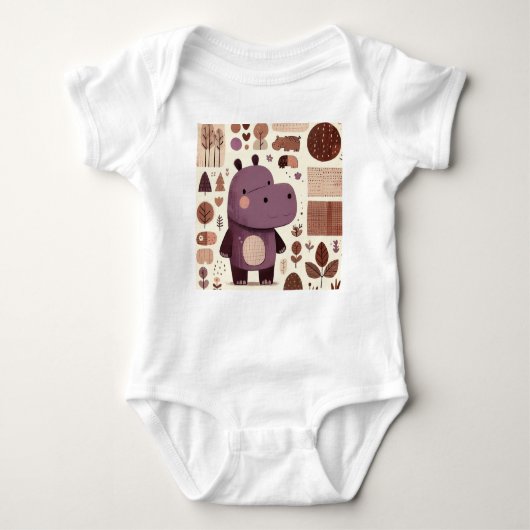 Schattige Paarse Hippo Romper (Voorkant)