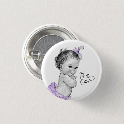 Schattige Paarse is een meisje Button (Voorkant /achterkant)