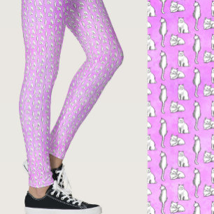 Schattige Paarse Katten Fantasievol Patroon Leggings
