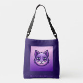Schattige Paarse kattengezicht Crossbody Tas (Achterkant)