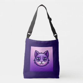 Schattige Paarse kattengezicht Crossbody Tas