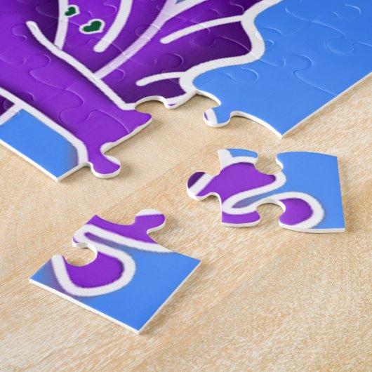 schattige paarse kikker legpuzzel (Zijkant)