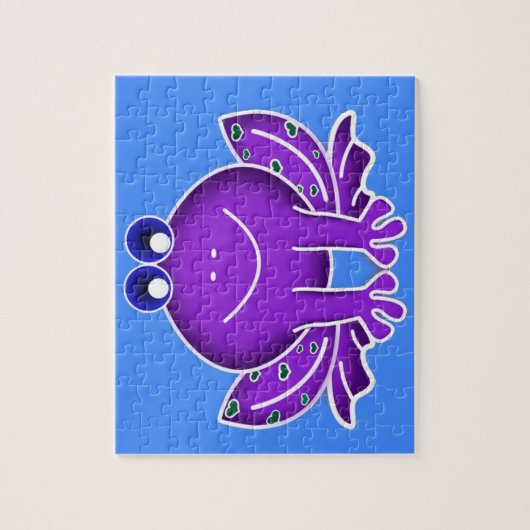 schattige paarse kikker legpuzzel (Verticaal)