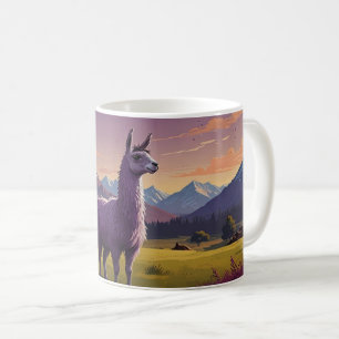 schattige paarse lama koffiemok