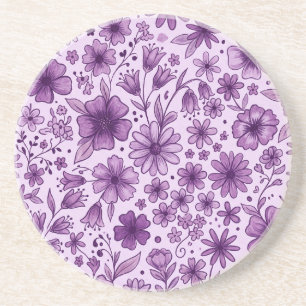 Schattige Paarse Lavendel Bloemige Wilde Bloemen Zandsteen Onderzetter