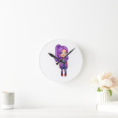 Schattige paarse meisje ronde klok (Huis)