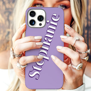 Schattige Paarse Minimalistische Aangepaste Naam iPhone 16 Pro Max Hoesje
