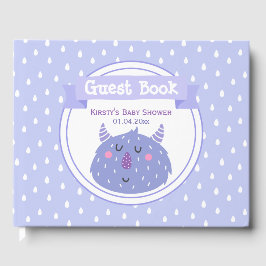Schattige Paarse Monster - Lila Baby shower Gastenboek