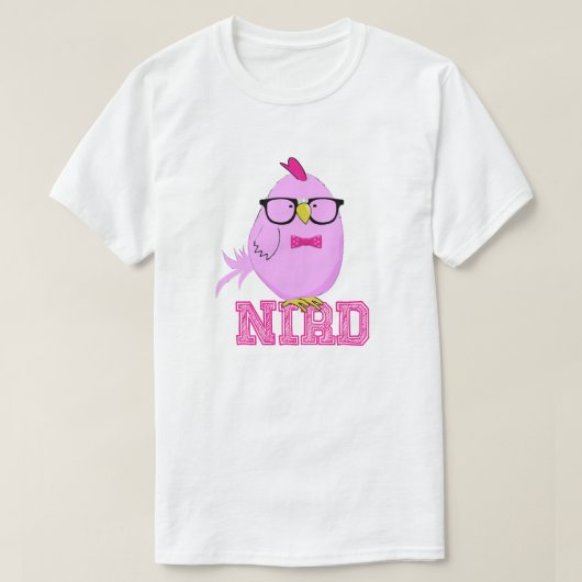 Schattige Paarse Nerd Vogel T-shirt (Design voorkant)