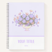 Schattige paarse Notitieboek met handgetekende blo (Voorkant)