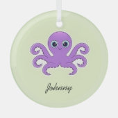 Schattige paarse octopus groen glas ornament (Voorkant)