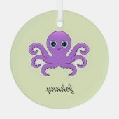Schattige paarse octopus groen glas ornament (Achterkant)
