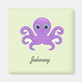 Schattige paarse octopus groen magneet