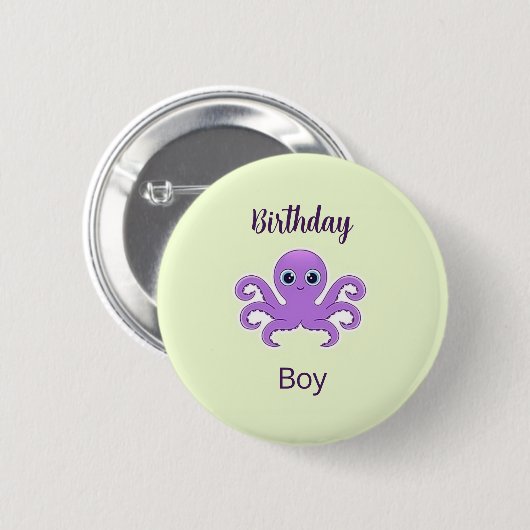 Schattige paarse octopus groen ronde button 5,7 cm (Voorkant /achterkant)