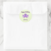 Schattige paarse octopus groen ronde sticker (Tas)