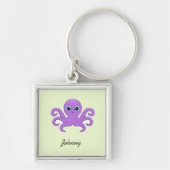 Schattige paarse octopus groen sleutelhanger (Voorkant)