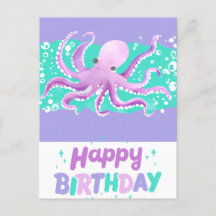 Schattige Paarse Octopus Helder Kleurrijke Happy B