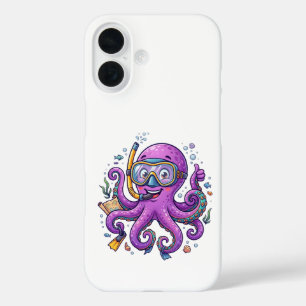Schattige Paarse Octopus Schatjager iPhone 16 Hoesje