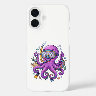 Schattige Paarse Octopus Schatjager iPhone 16 Hoesje