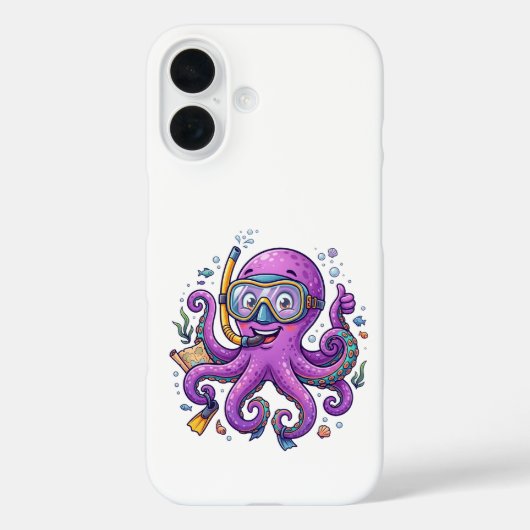 Schattige Paarse Octopus Schatjager Case-Mate iPhone Case (Achterkant)