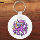 Schattige Paarse Octopus Schatjager Sleutelhanger (Achterkant)