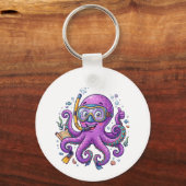 Schattige Paarse Octopus Schatjager Sleutelhanger (Voorkant)