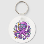 Schattige Paarse Octopus Schatjager Sleutelhanger (Achterkant)