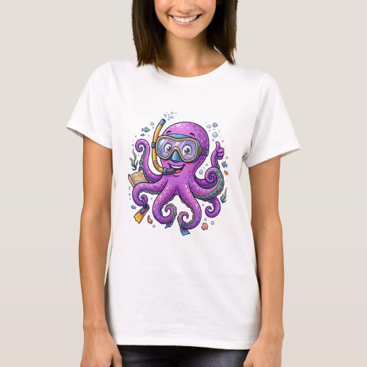 Schattige Paarse Octopus Schatjager T-shirt (Voorkant)