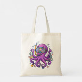 Schattige Paarse Octopus Schatjager Tote Bag (Achterkant)